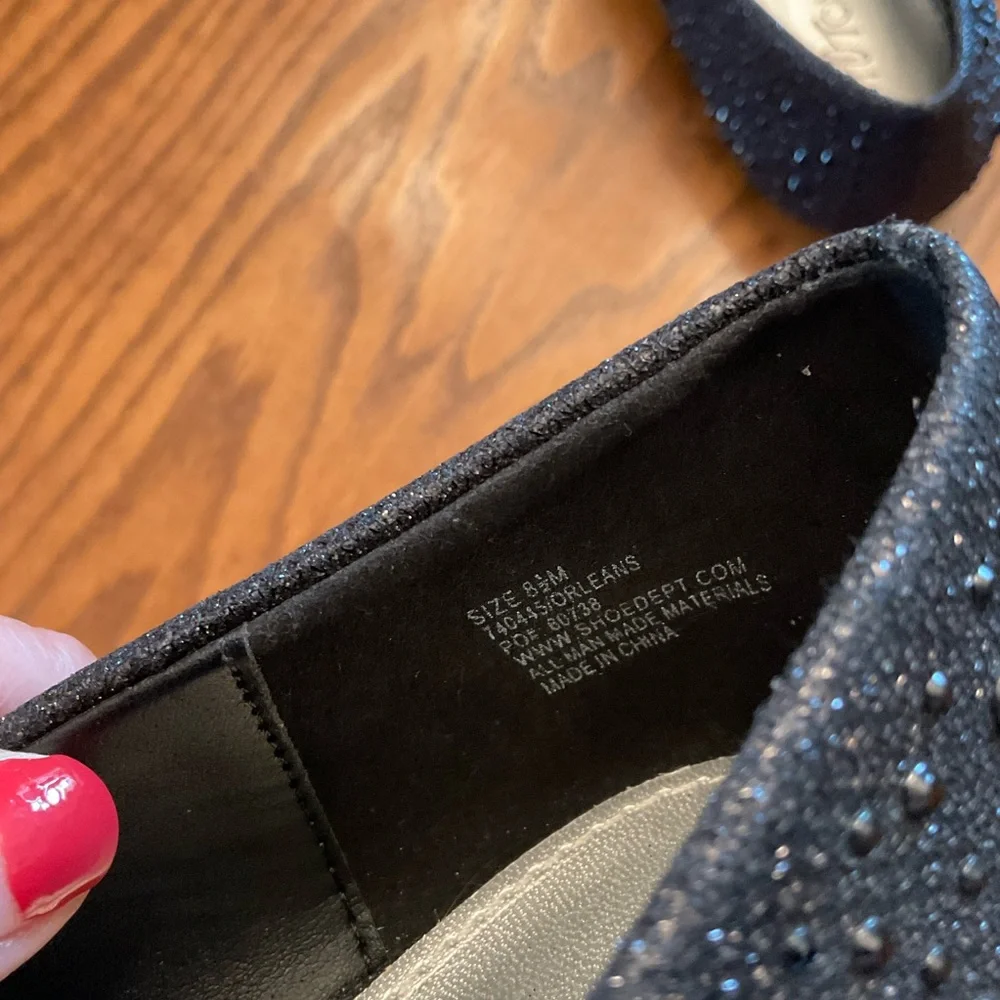 Hot Cakes Bejeweled Black Ballet Flats, Women’s Sz 8.5M
